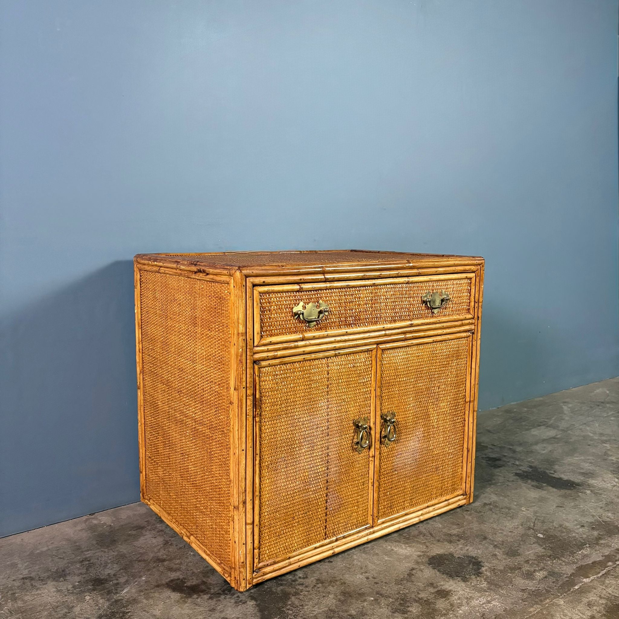 Pair Of Chest Of Drawers & Sideboard Retro Bamboo Rattan Boho Tiki Mid Century Vintage MCM