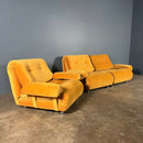 Mid Century G Plan Set Of 3 Modular Sofa/Armchairs Yellow Velvet Vintage Retro MCM