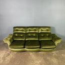 Mid Century Three Seater Sofa Green Velvet Vintage Retro MCM