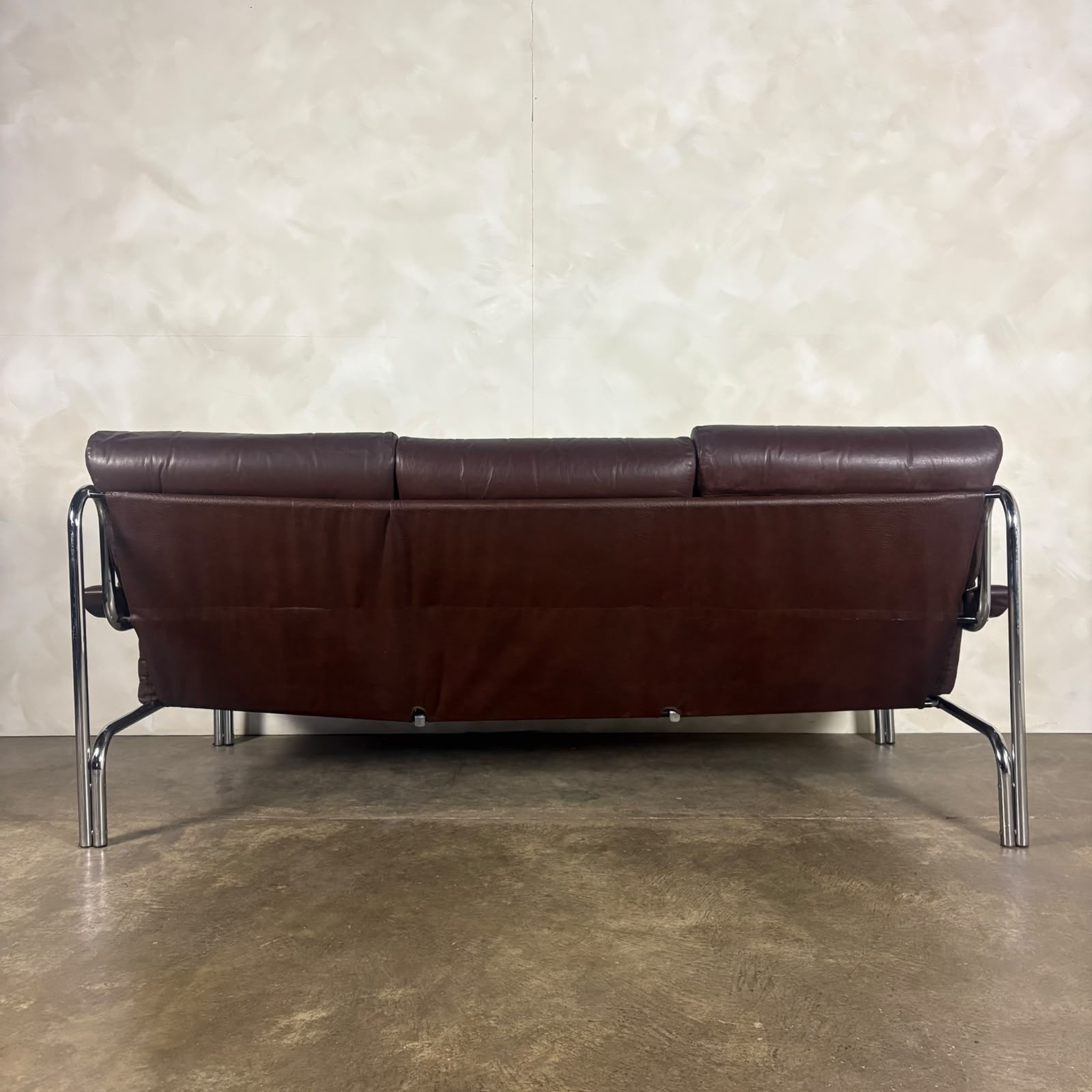 Mid Century Pieff Alpha Brown Leather Three Seater Sofa Vintage Retro MCM