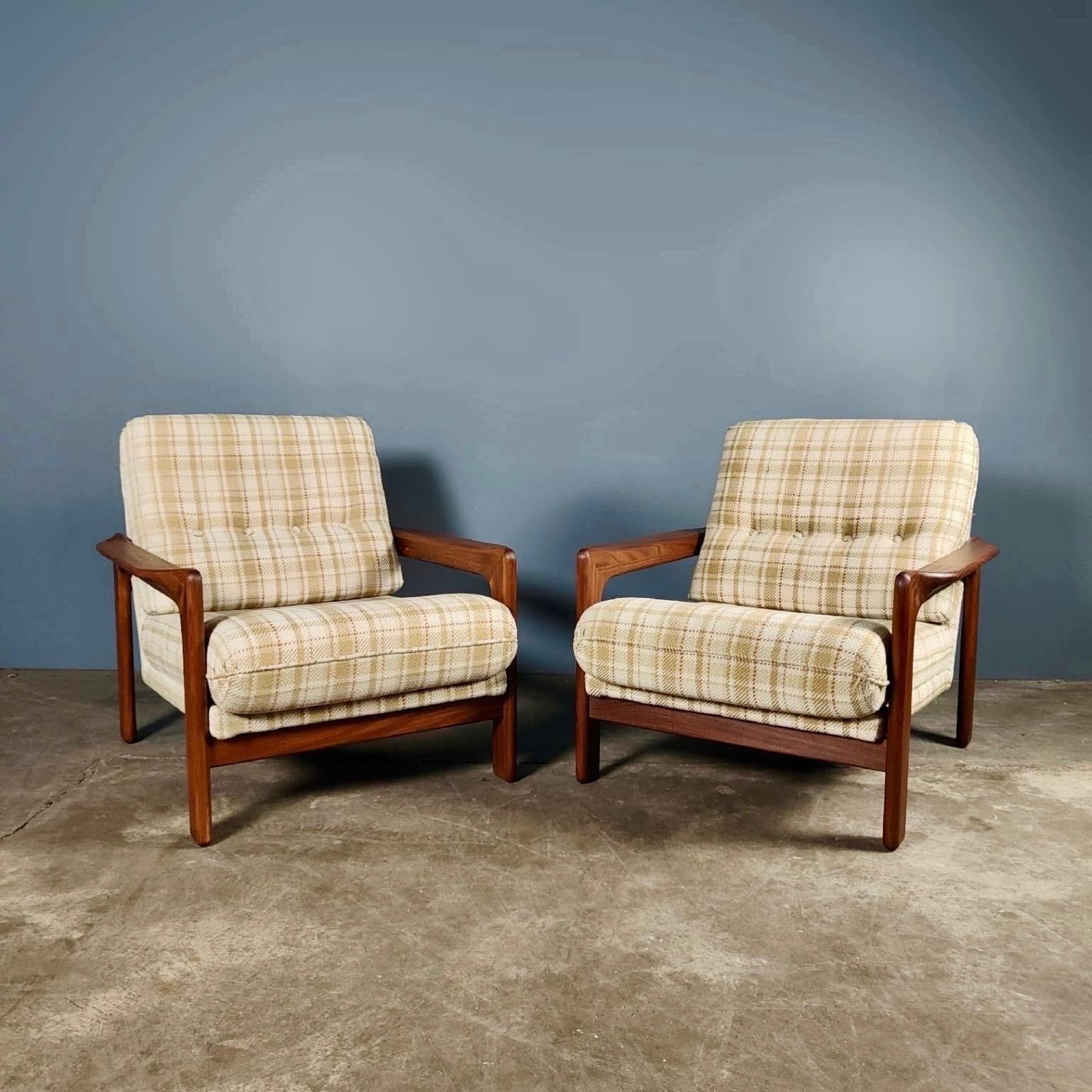 SOLD Pair Of Teak Danish Armchairs Mid Century Vintage Retro MCM