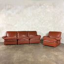 UBU Four Seater Brown Tan Modular Sofa/Chairs Lounge Suite Mid Century Vintage Retro MCM