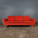 SOLD Orange Wool Swedish Three Seater Sofa Mid Century Vintage Retro MCM