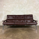 Mid Century Pieff Alpha Brown Leather Three Seater Sofa Vintage Retro MCM