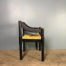 Carimate Black Carver Rush Papercord Dining Chair By Vico Magistretti For Cassina Mid Century Vintage Retro MCM