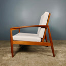 SOLD Pair Of Paper Knife Lounge Chairs Kai Kristiansen Magnus Olesen 1962 Model 121 Teak Mid Century Vintage Retro MCM