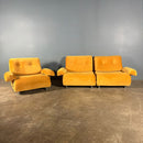 Mid Century G Plan Set Of 3 Modular Sofa/Armchairs Yellow Velvet Vintage Retro MCM