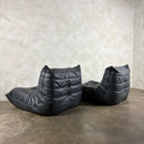 Togo Sofa Set Michel Ducaroy Ligne Roset Grey Leather Mid Century Vintage Retro MCM