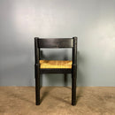Carimate Black Carver Rush Papercord Dining Chair By Vico Magistretti For Cassina Mid Century Vintage Retro MCM
