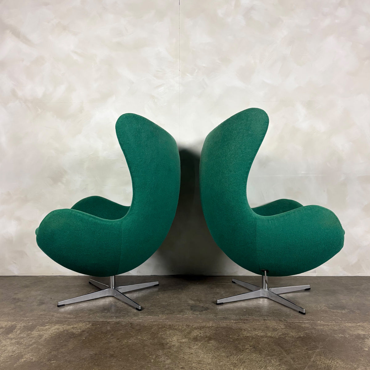 SOLD Pair Of Green Egg Lounge Chairs Mid Century Vintage Retro MCM