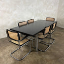 Six Black Marcel Breuer Cesca Bauhaus Dining Chairs With Matching Extending Dining Table Mid Century Vintage Retro MCM