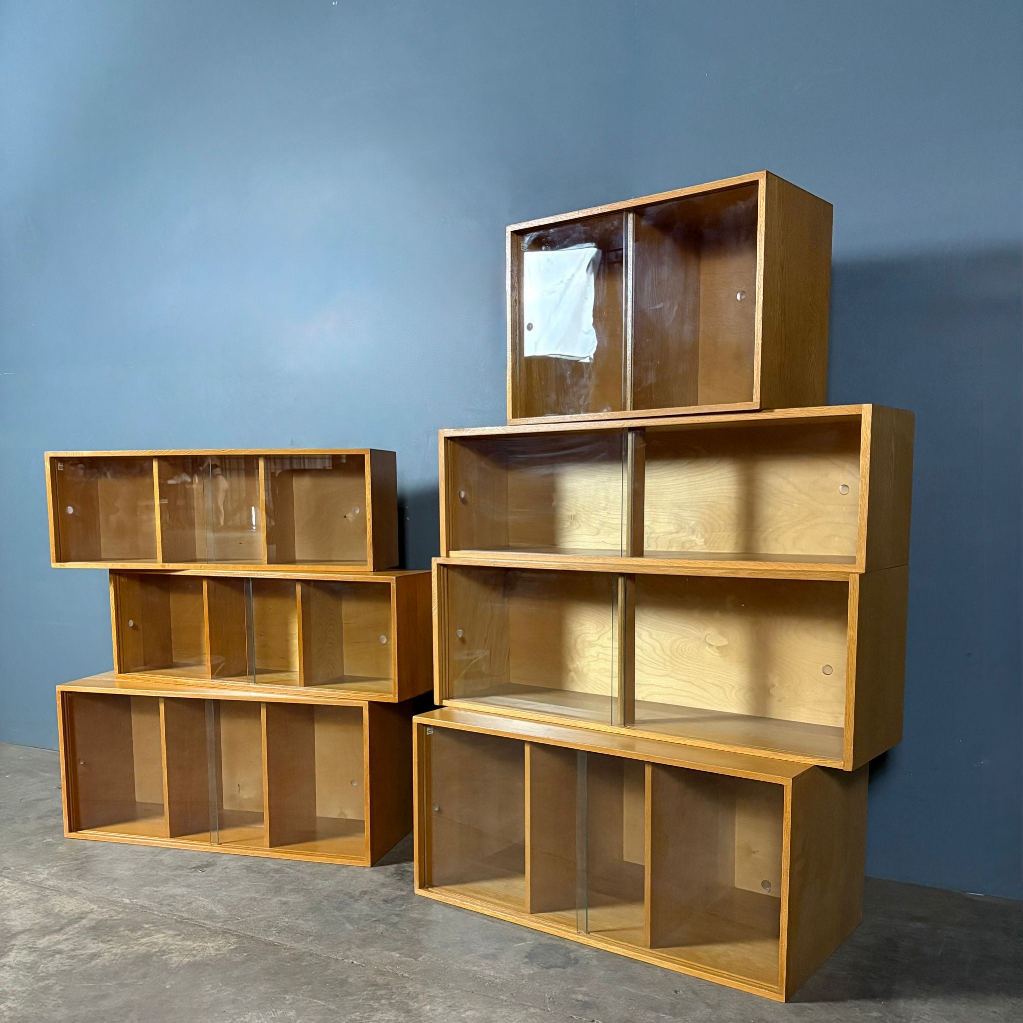 SOLD 7 x Modular Storage Display Boxes Unix Glass Mid Century Vintage Retro MCM