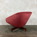 Greaves & Thomas Pink Swivel Teak Lounge Chair Mid Century Vintage Retro MCM