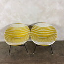 SOLD Pair Of Matching Mid Century Sputnik Yellow & White Lounge Chairs Vintage Retro MCM