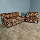 Mid Century Englender Two Seater Sofa & Armchair Geometric Pattern Vintage Retro MCM