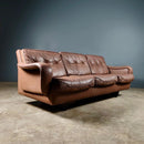 SOLD Madsen & Schubell Danish Brown Leather Three Seater Sofa Mid Century Vintage Retro MCM