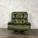 Howard Keith Green Leather Kohinoor Swivel Lounge Chair HK London Mid Century Vintage Retro MCM
