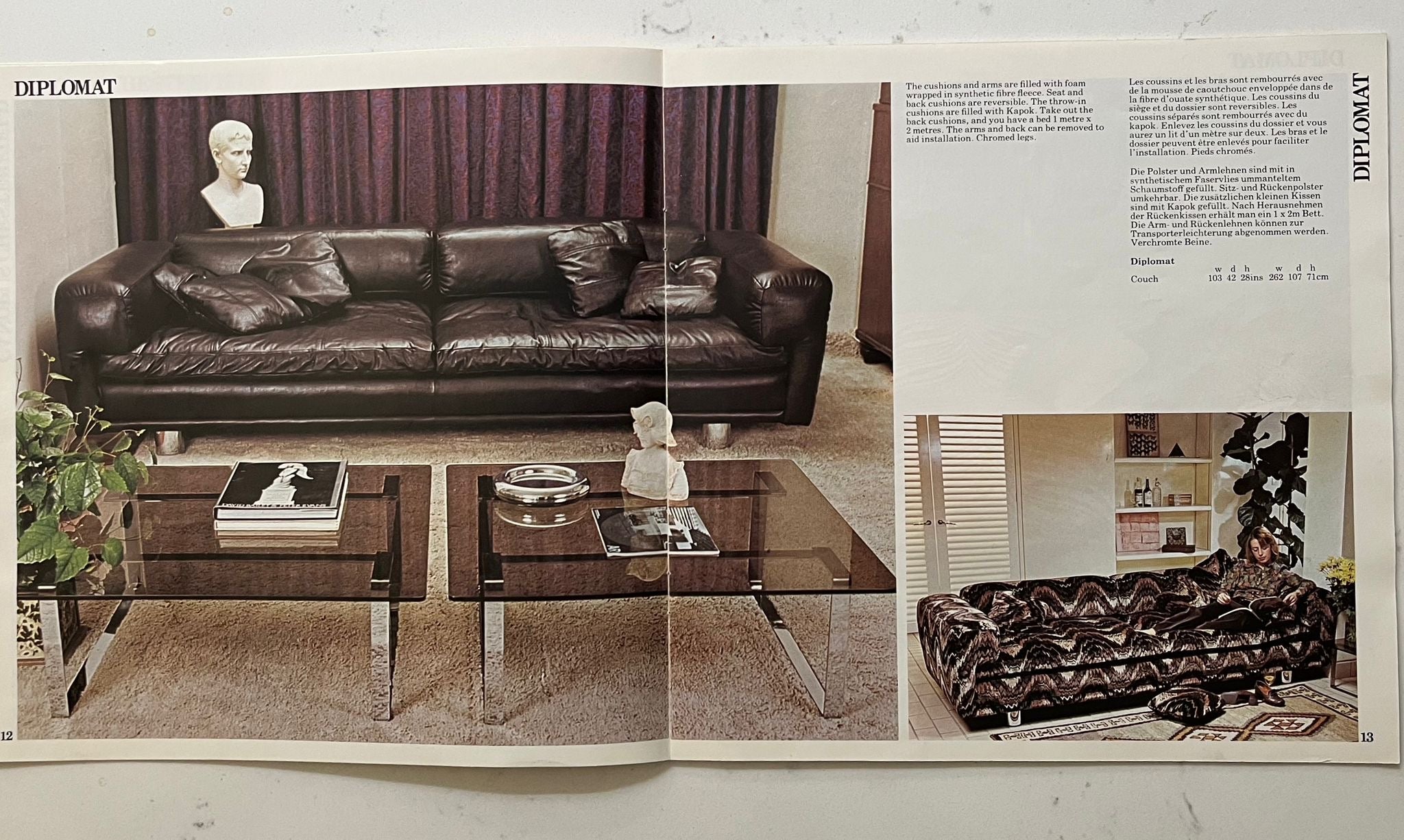 Howard Keith Original Diplomat Three Seater Sofa By HK London Diplomat Mid Century Vintage Retro MCM