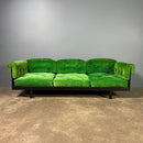 SOLD Mid Century Green Corduroy & Black Three Seater Sofa Vintage Retro MCM