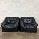 SOLD Black Leather Armchair Mid Century Vintage Retro MCM