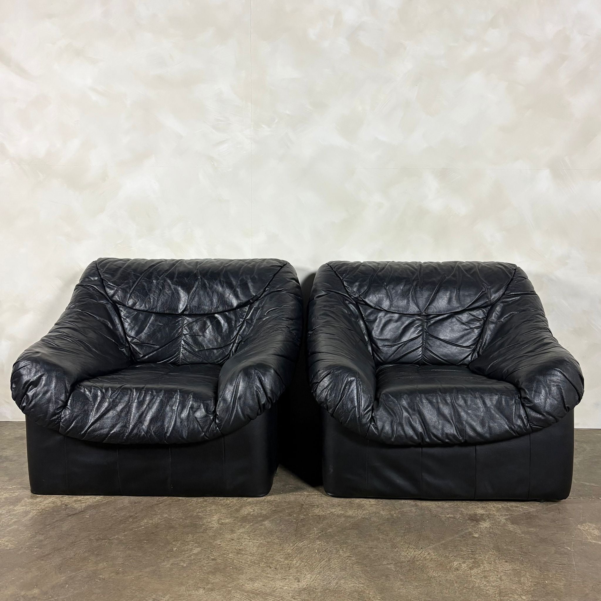 SOLD Black Leather Armchair Mid Century Vintage Retro MCM