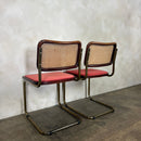 Four Brass Pink Cane Rattan Marcel Breuer Cesca Dining Chairs Mid Century Vintage Retro MCM