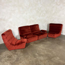 Dark Orange Four Piece Modular Sofa/Chairs Mid Century Vintage Retro MCM