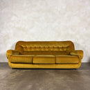 SOLD Mid Century G Plan Georgina Yellow Three Seater Sofa & Matching Pair Of Armchairs Yellow Velvet Vintage Retro MCM