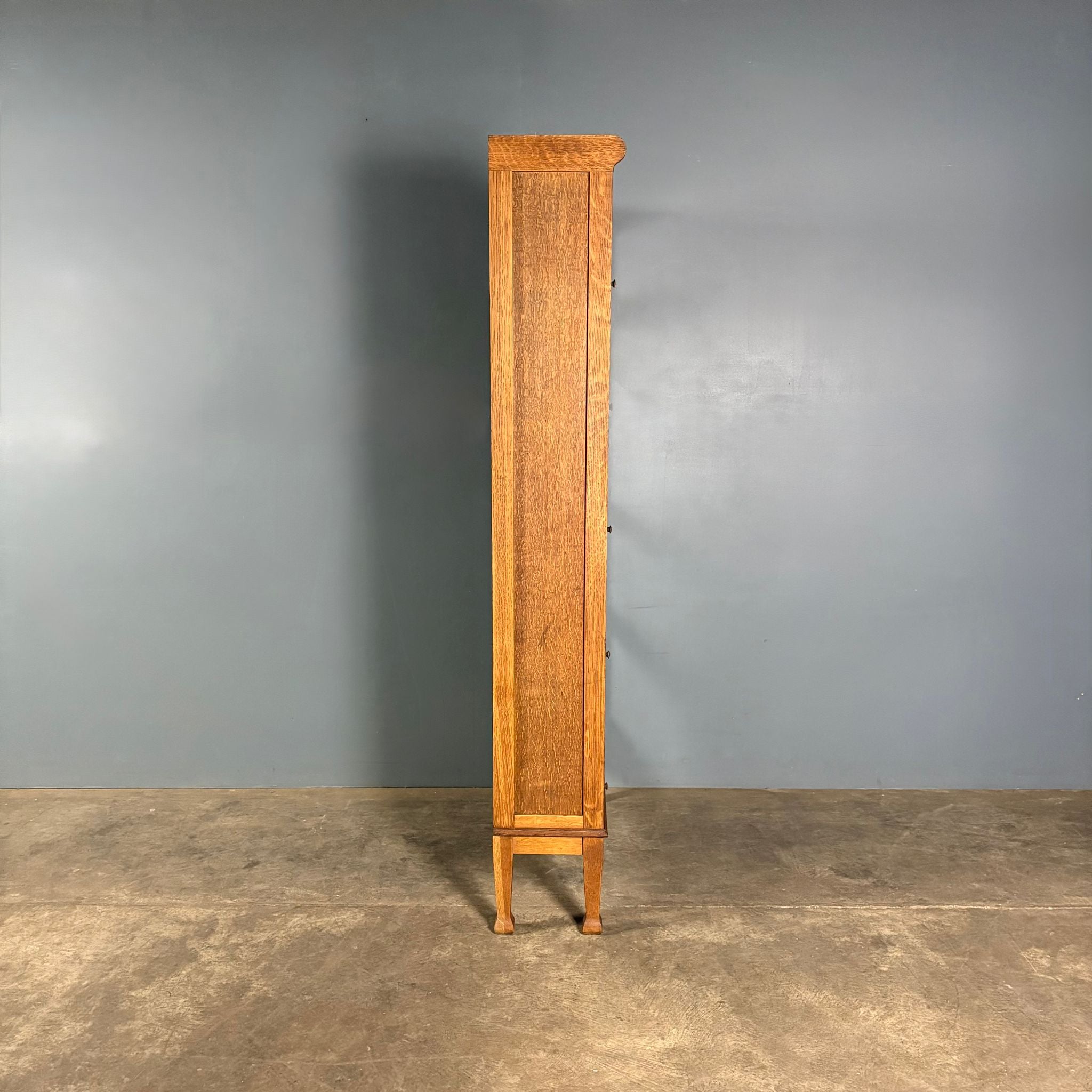 SOLD English Oak Glass Fronted Tall Cabinet/Bookcase Globe Wernicke Style Mid Century Vintage Retro MCM