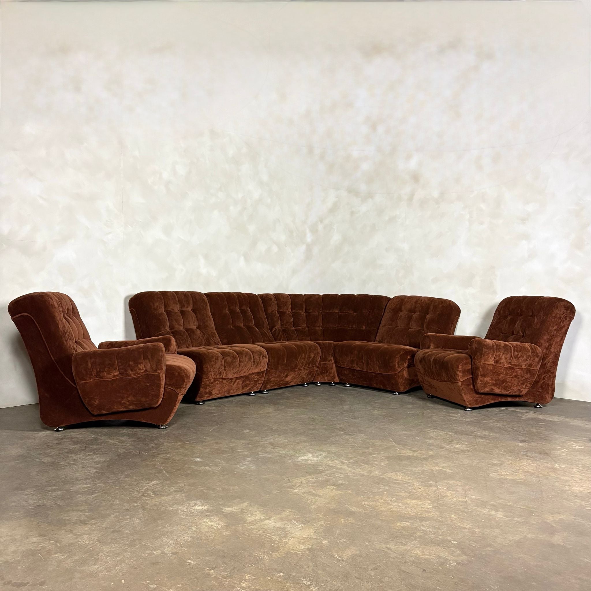 Brown Modular Frayling Sofa/Chairs Lounge Suite Mid Century Vintage Retro MCM