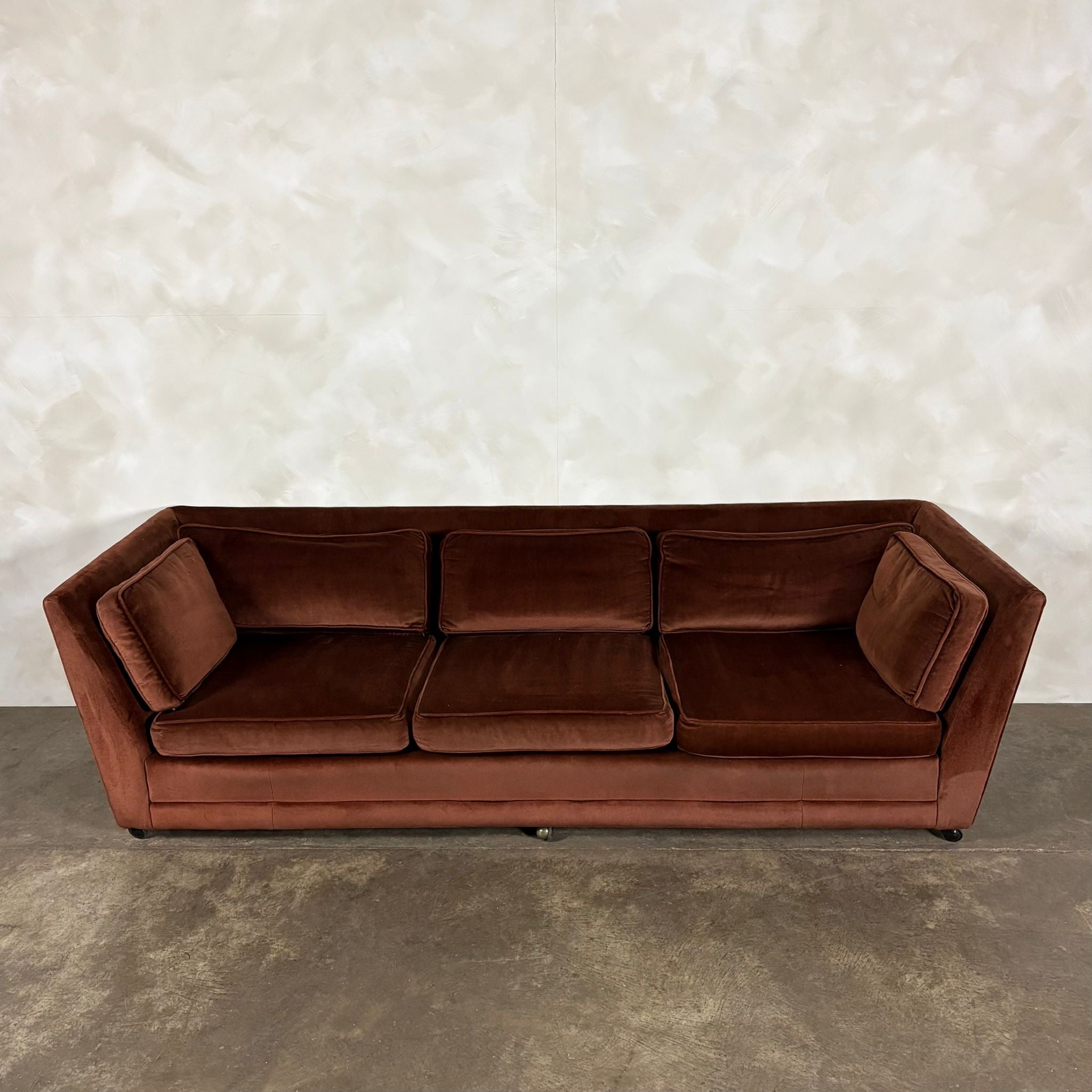 SOLD Mid Century G Plan Three Seater Sofa Brown Velvet Simona Vintage Retro MCM