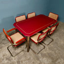SOLD Six Red Marcel Breuer Cesca Dining Chairs & Matching Table Mid Century Vintage Retro MCM