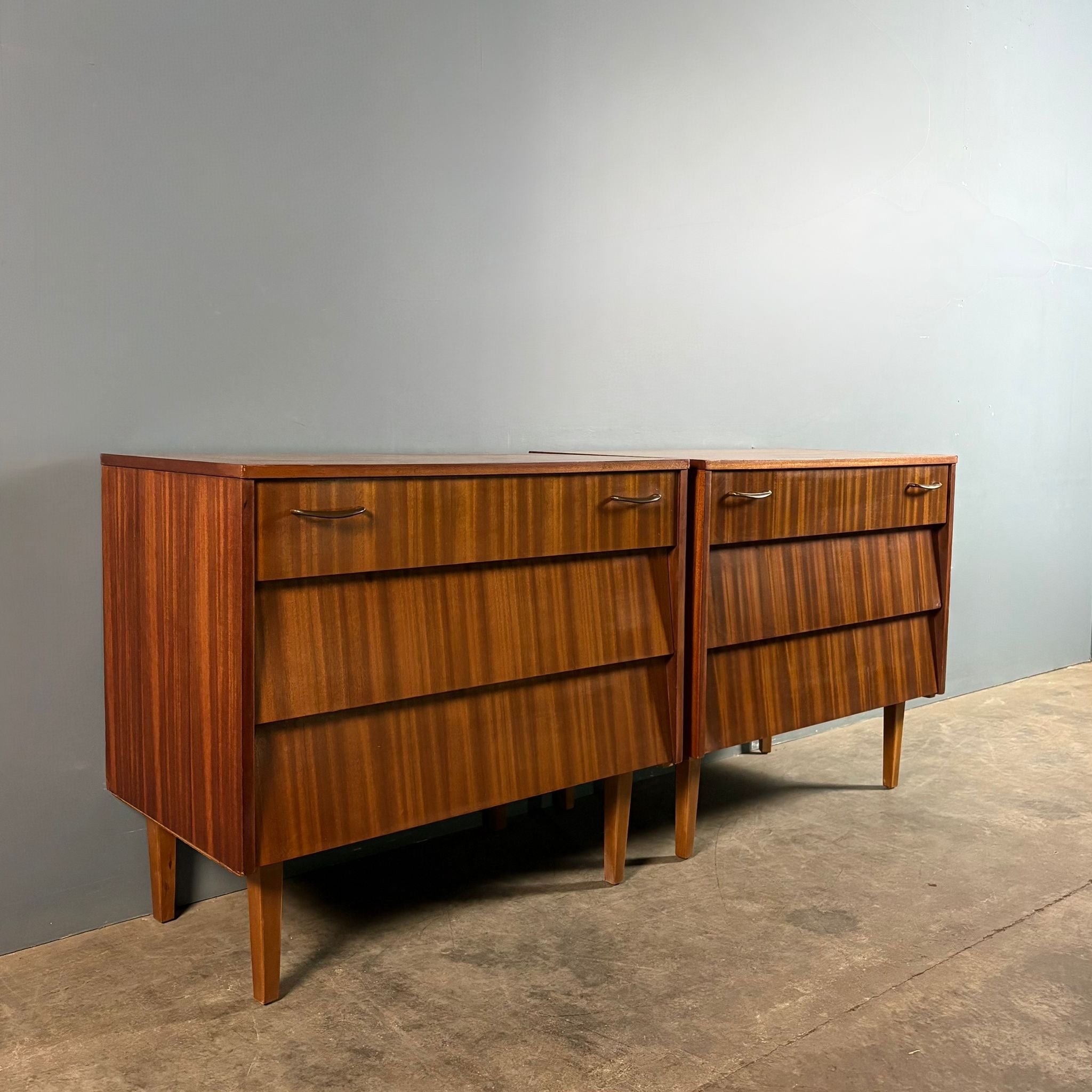 Pair Of Teak Avalon Yatton Waterfall Chest Of Drawers Mid Century Vintage Retro MCM