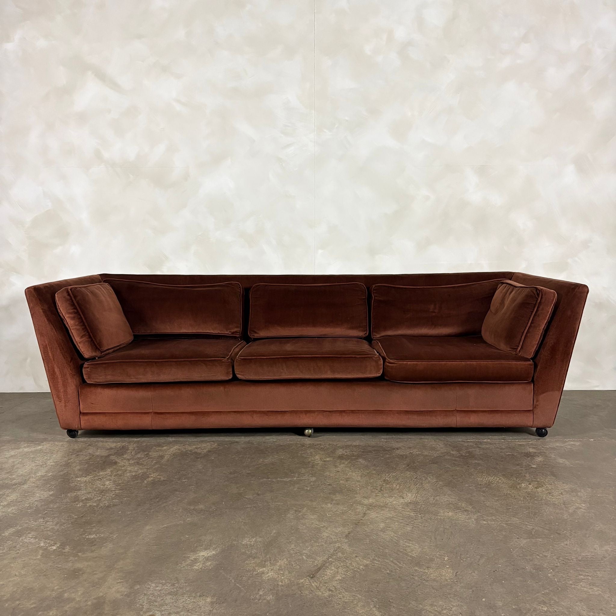 SOLD Mid Century G Plan Three Seater Sofa Brown Velvet Simona Vintage Retro MCM