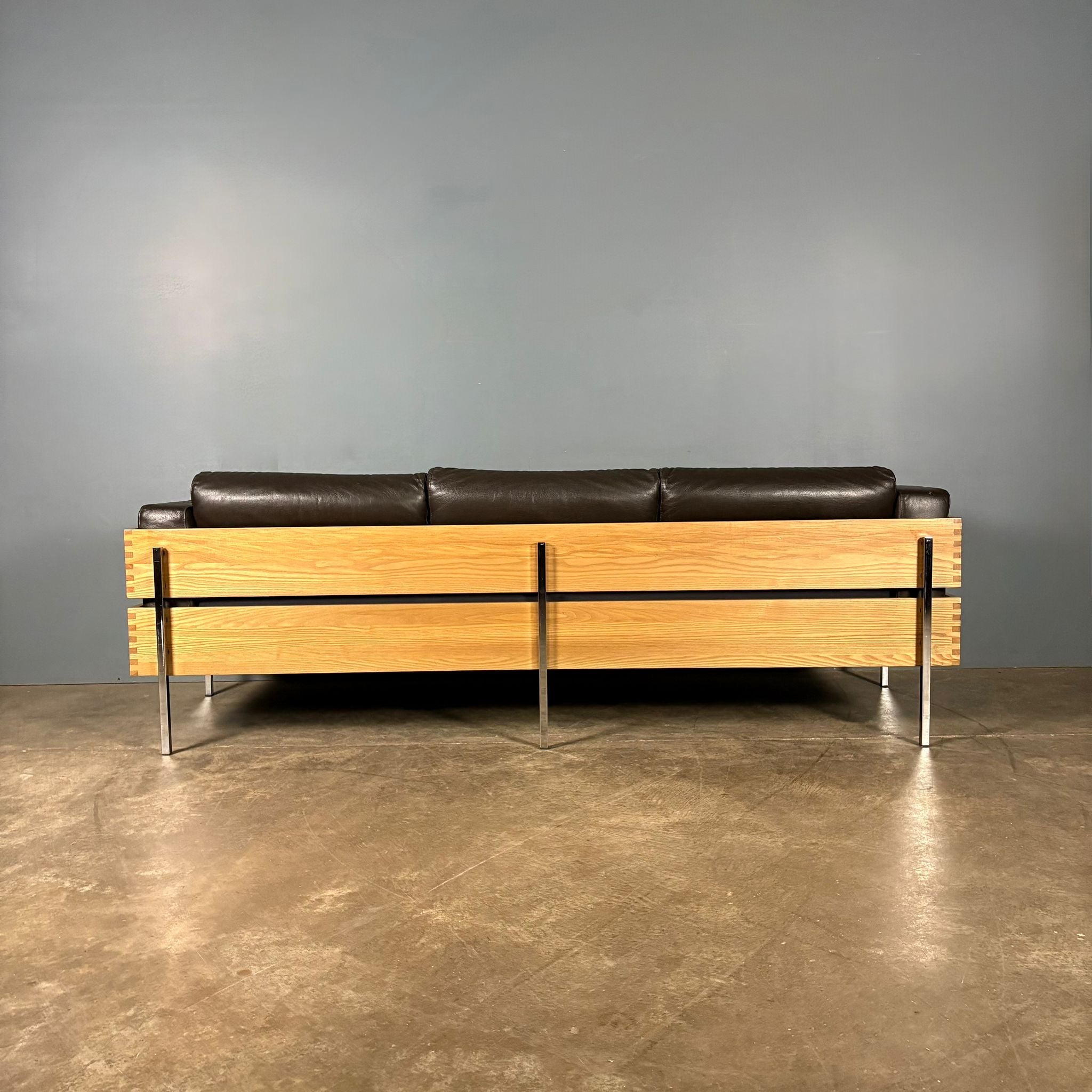 SOLD Mid Century Brown Leather Robin Day For Habitat Forum II Three Seater Sofa Vintage Retro MCM