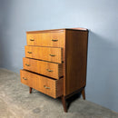Mid Century Teak & Brass Chest Of Drawers Vintage Retro MCM