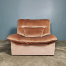 Mid Century Pink Velvet Two Seater Sofa & Matching Lounge Chair Vintage Retro MCM