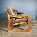 Three Seater Sofa Teak Brown Leather By Poul Jeppesen For Holstebro Møbelfabrik Danish Mid Century Vintage Retro MCM