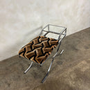 1970s Pieff Chrome & Geometric Fabric Upholstered Side Table/Seat Mid Century Vintage Retro MCM