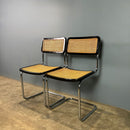 SOLD Pair Of Black Cane Rattan Marcel Breuer Cesca Dining Chairs Mid Century Vintage Retro MCM
