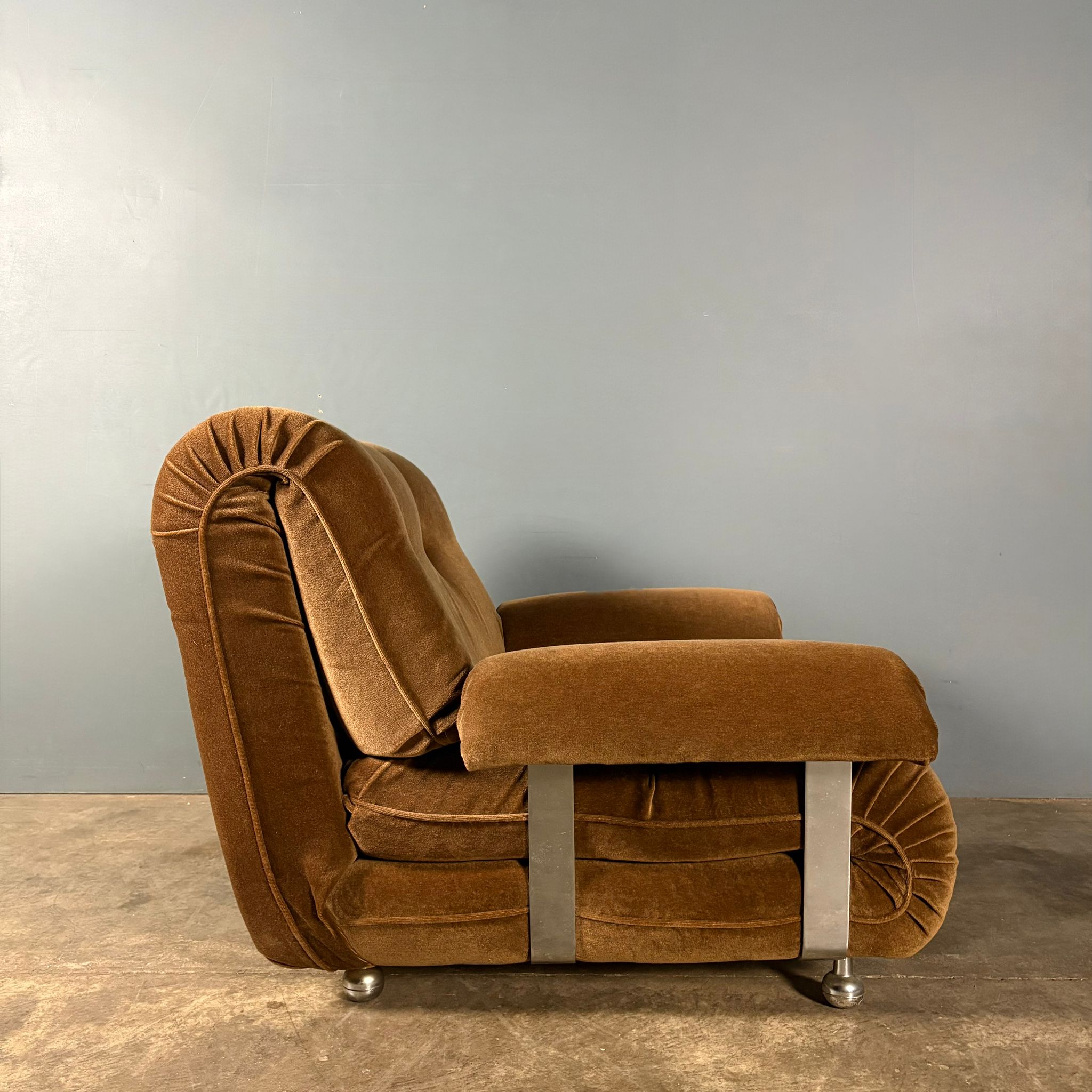 SOLD Mid Century G Plan Modular Armchair Brown Velvet Vintage Retro MCM