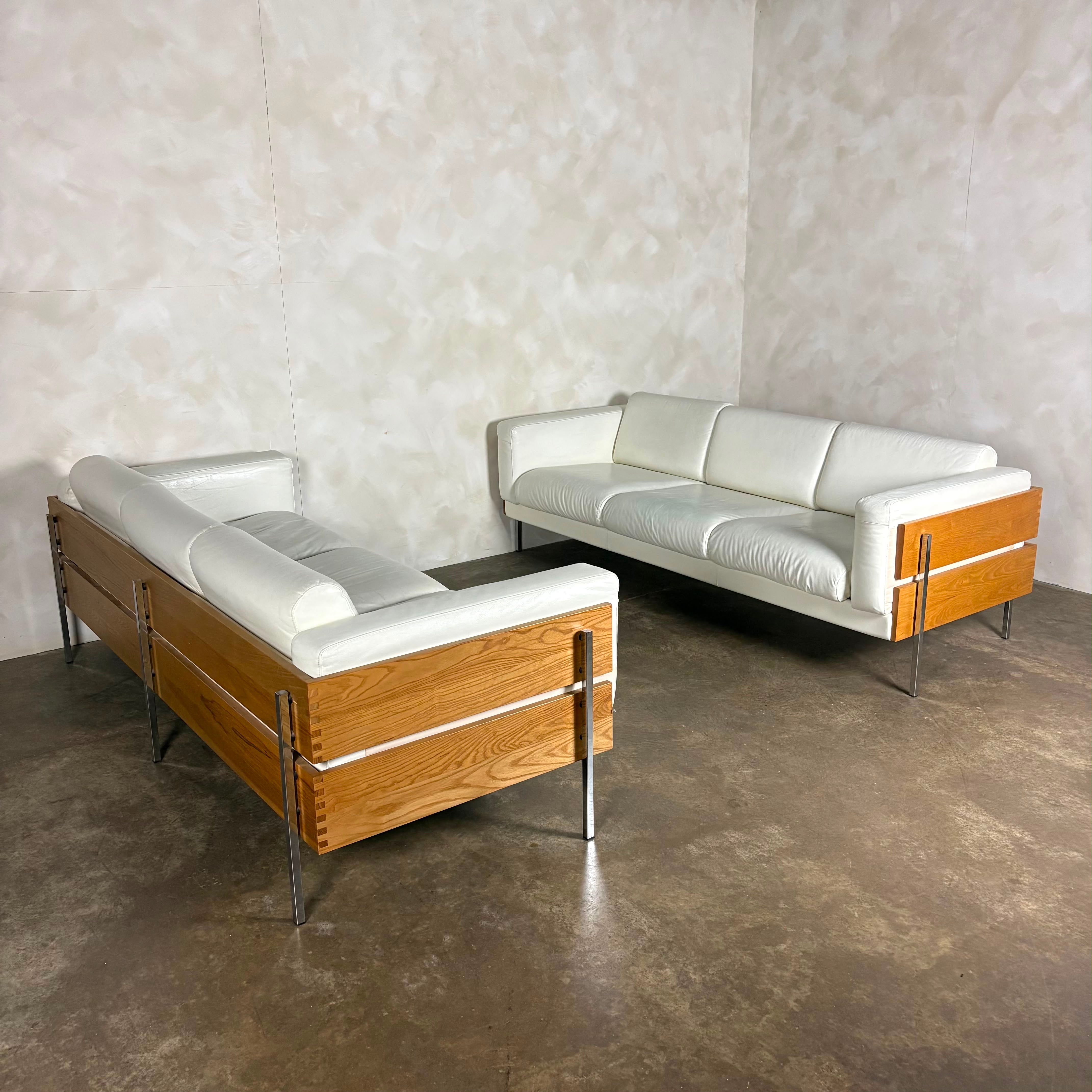 Mid Century White Leather Robin Day For Habitat Forum II Three Seater Sofa Vintage Retro MCM