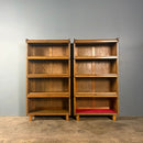 Pair Of English Oak Glass Fronted Tall Cabinets/Bookcases Globe Wernicke Style Mid Century Vintage Retro MCM
