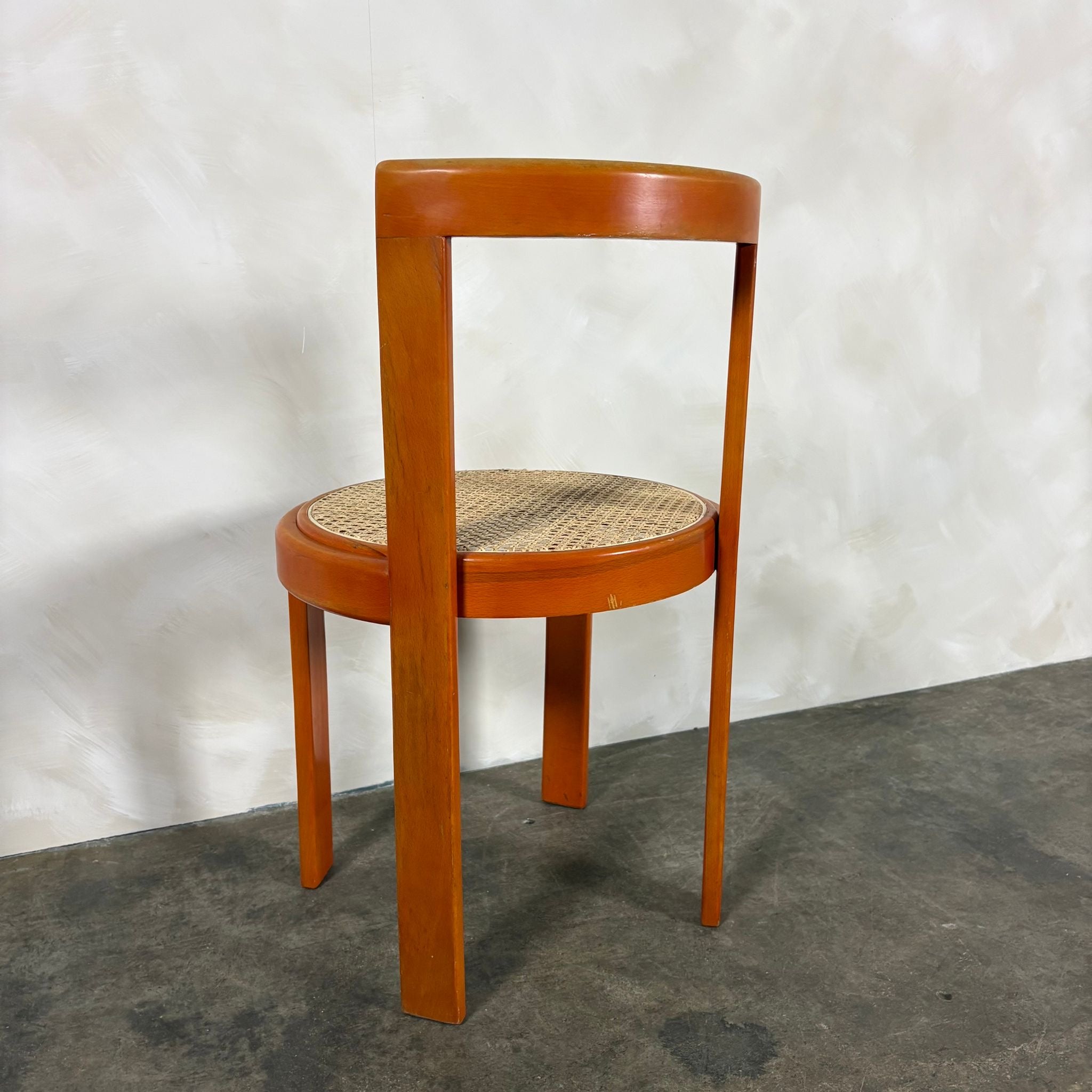 Mid Century Orange & Cane Bruno Rey Style Dining Chair Vintage Retro MCM