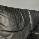 Black Leather Four Seater Sofa Danish 1960s Mid Century Vintage Retro MCM