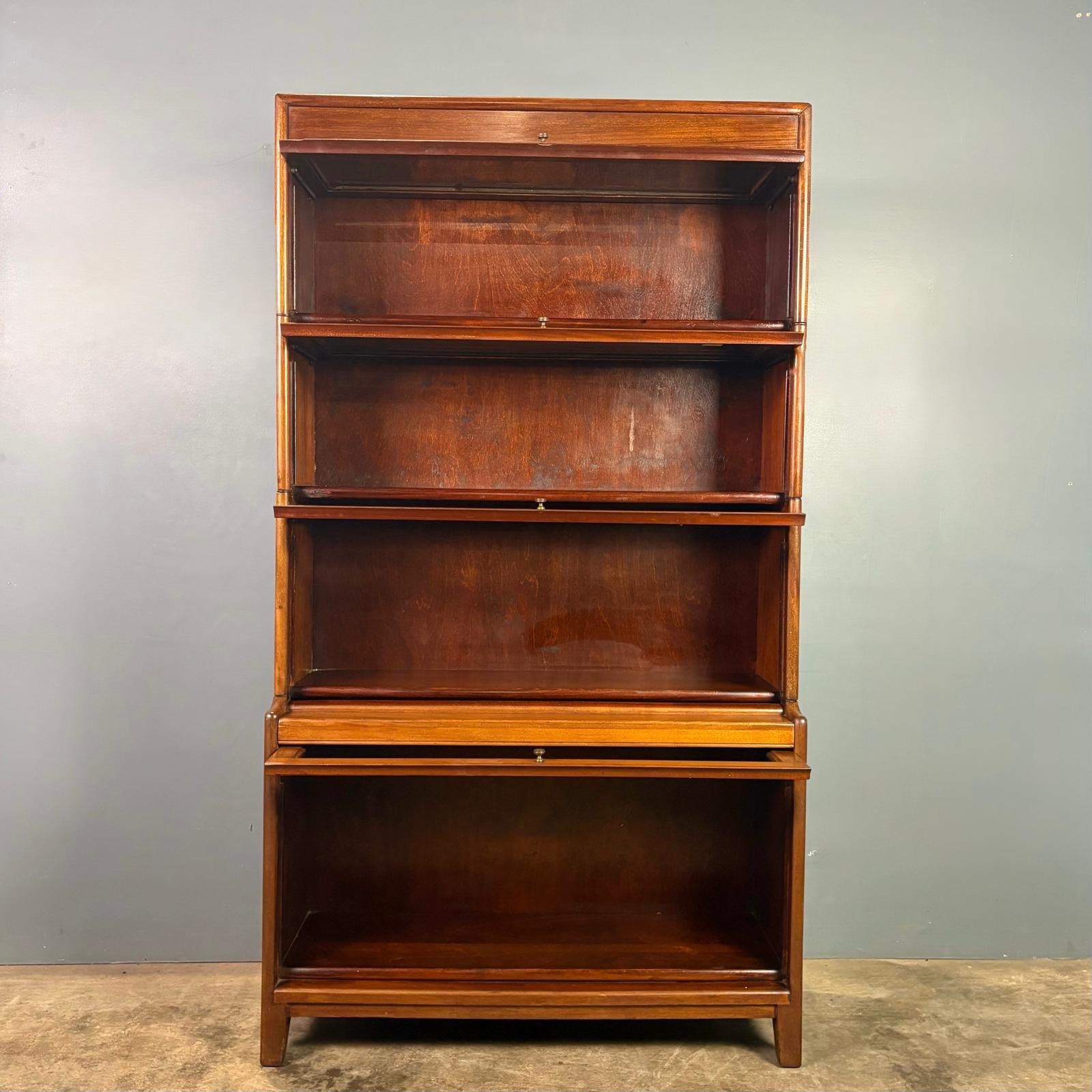 SOLD Gunn Sectional Stacking Glass Fronted Bookcase Mahogany Edwardian Mid Century Vintage Retro MCM