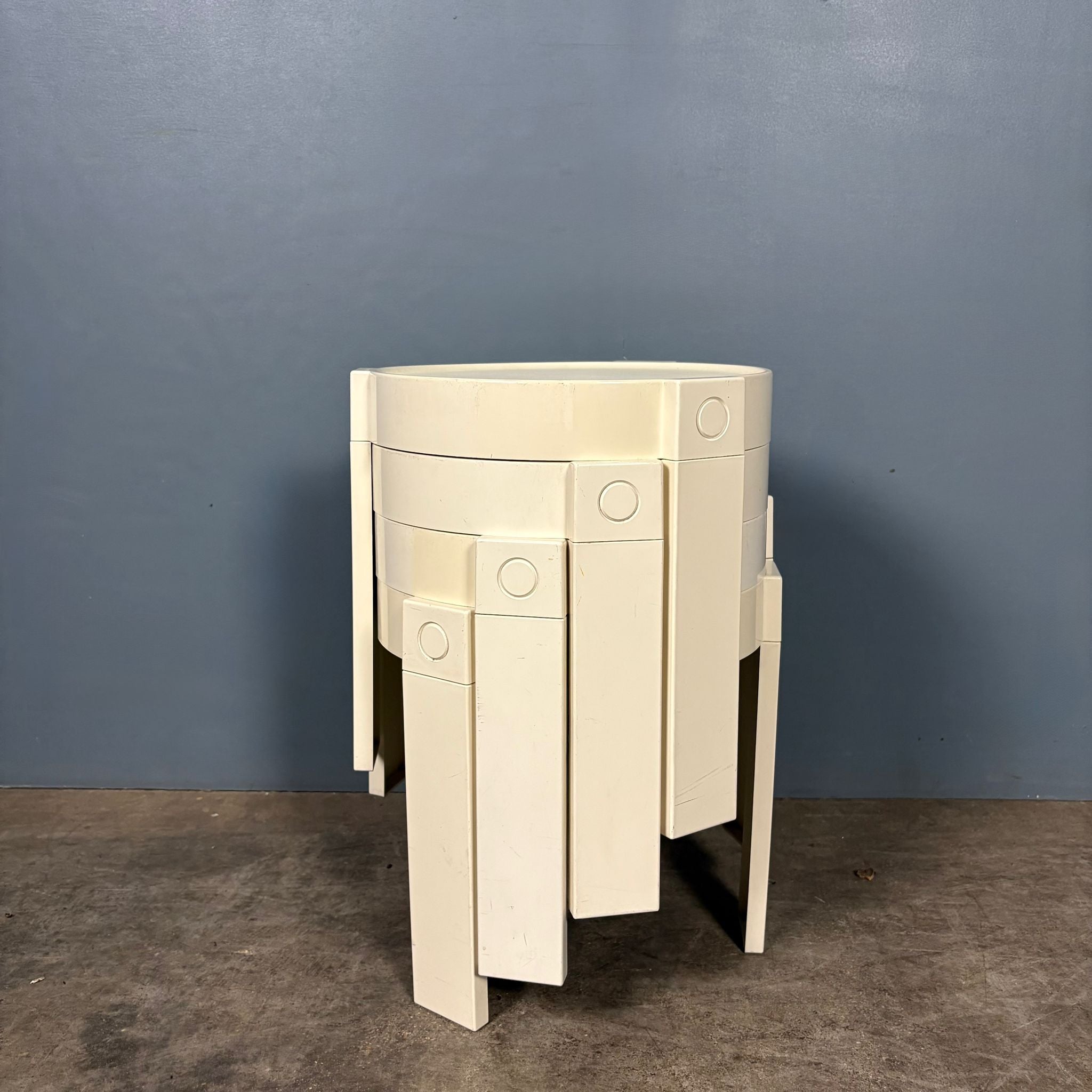 Set Of Four White Stacking Side Tables Mid Century Vintage Retro MCM