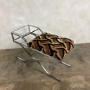 1970s Pieff Chrome & Geometric Fabric Upholstered Side Table/Seat Mid Century Vintage Retro MCM