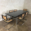 Six Black Marcel Breuer Cesca Bauhaus Dining Chairs With Matching Extending Dining Table Mid Century Vintage Retro MCM