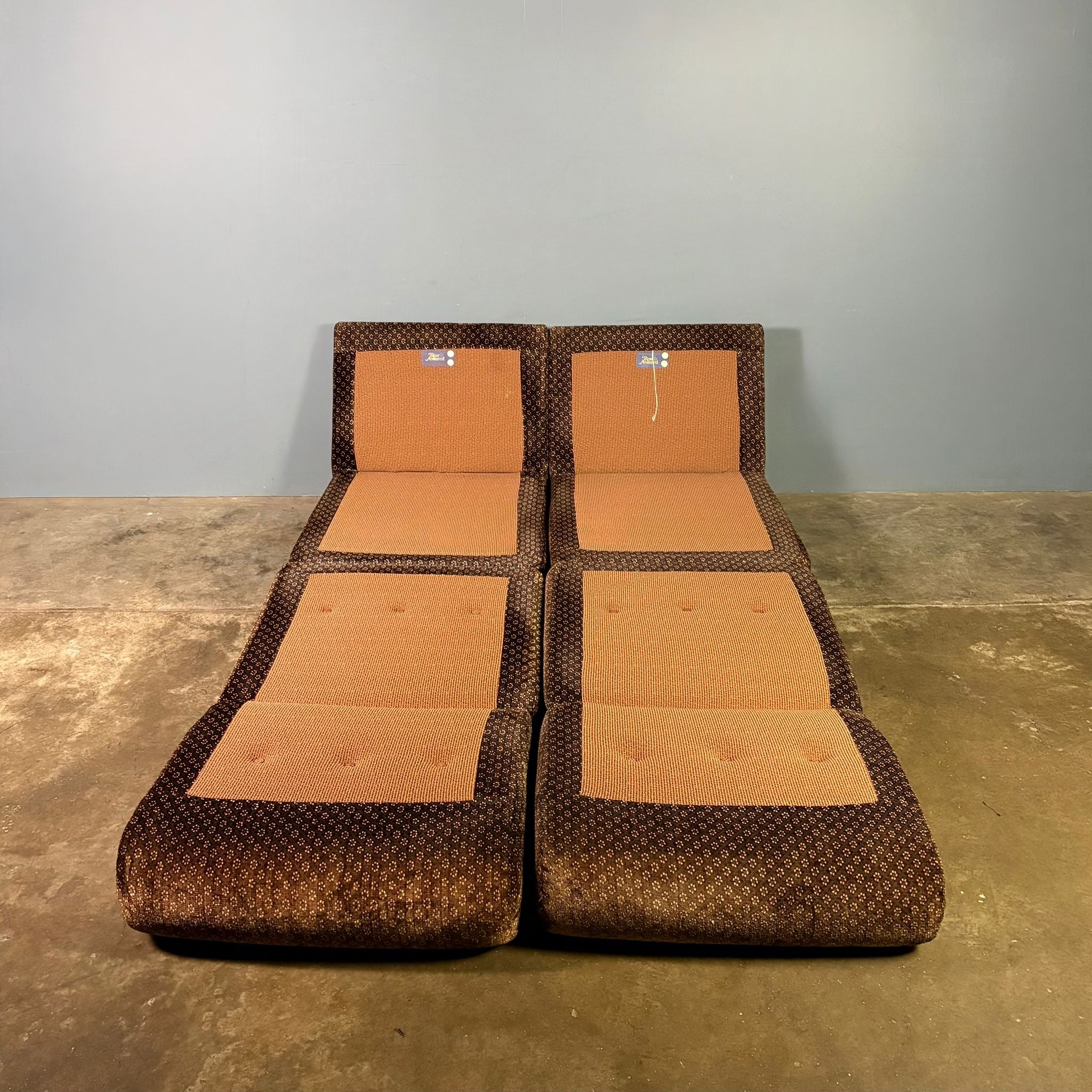 Pair Of Brown Lounge Chairs Sofa Beds Rest Assured Mid Century Vintage Retro MCM